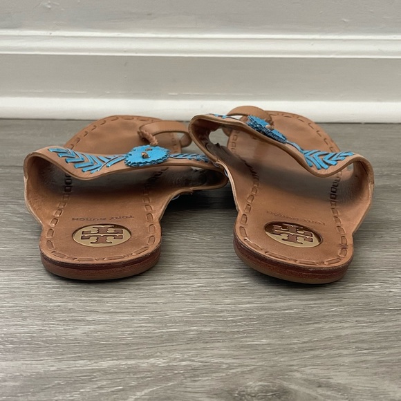 Tory Burch Caylan Toe Ring Sandal - Aqua/Tan - Picture 4 of 5
